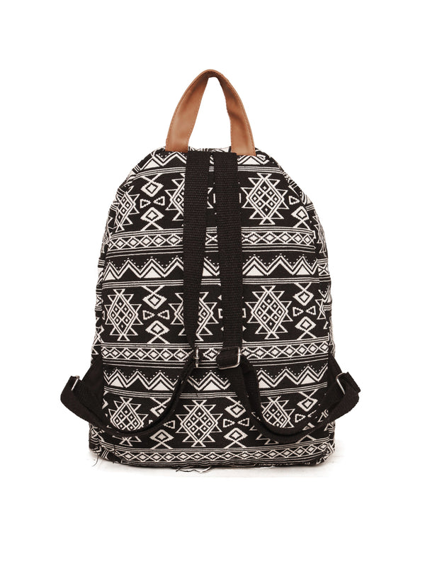 Black And White Jacquard Girls Backpack Medium Size