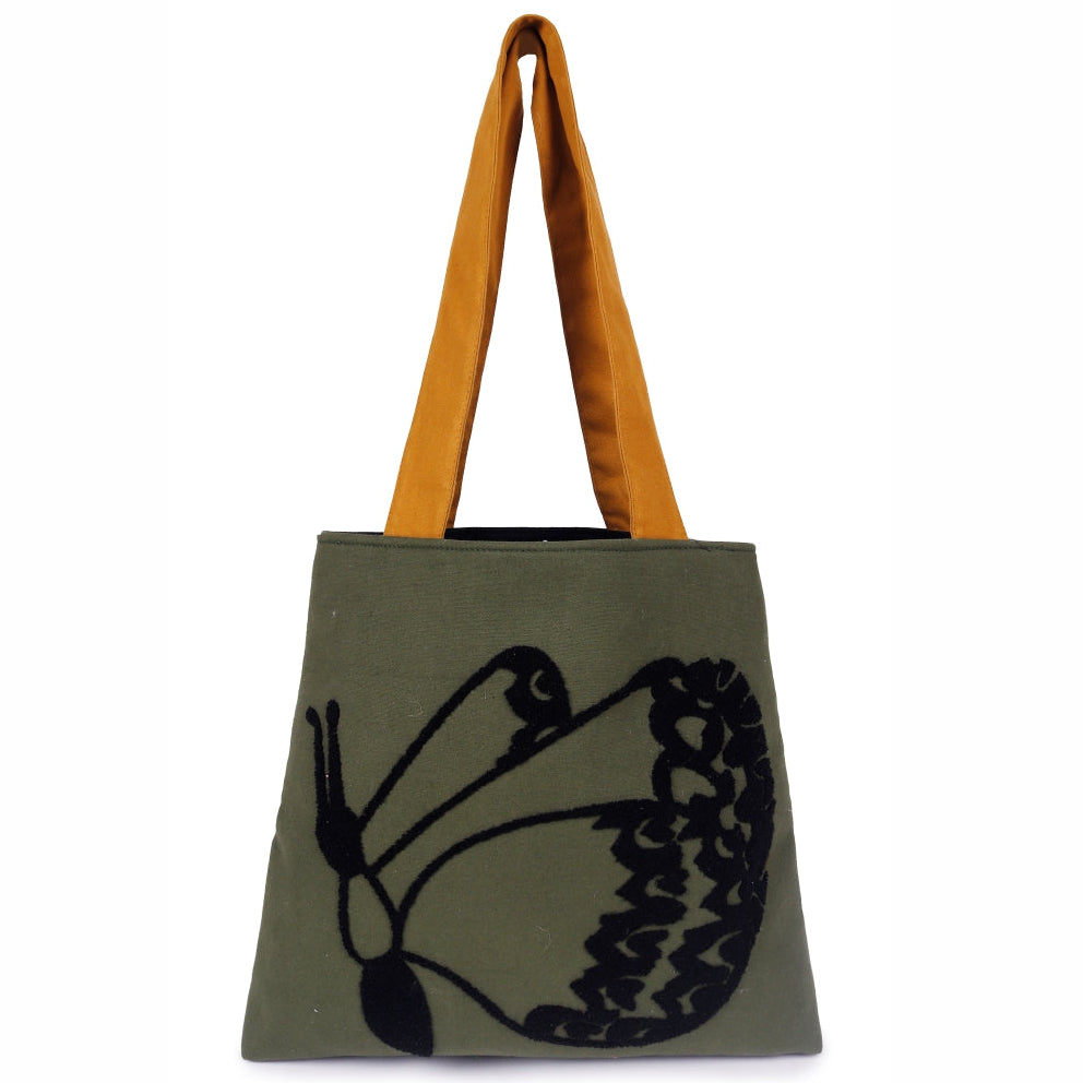 ASTRID Green Cotton Canvas  shoulder bag