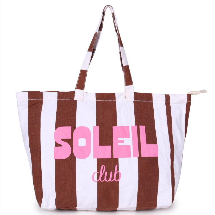 ASTRID Stripe Print Cotton Canvas  shoulder bag