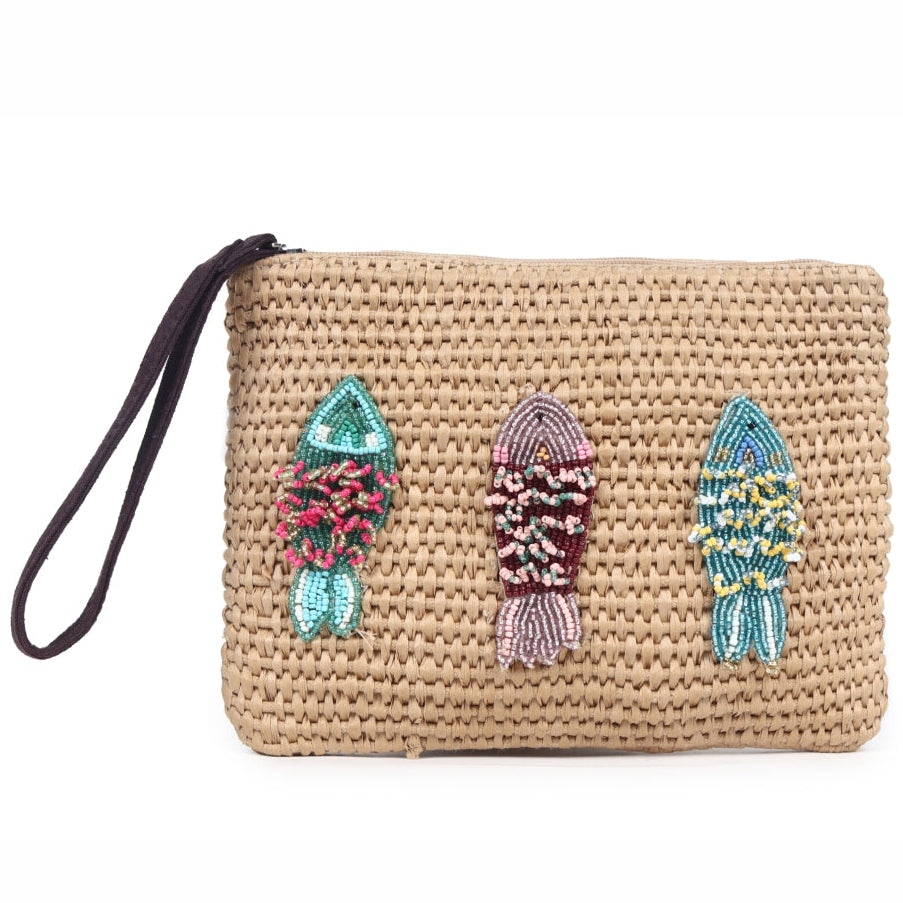 ASTRID Beige colour  Raffia Makeup/Travel Pouch