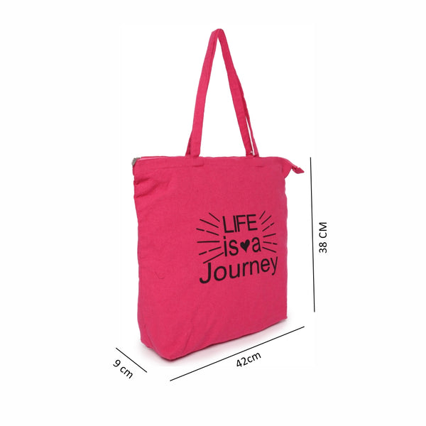 ASTRID  Pink color printed Tote Bags