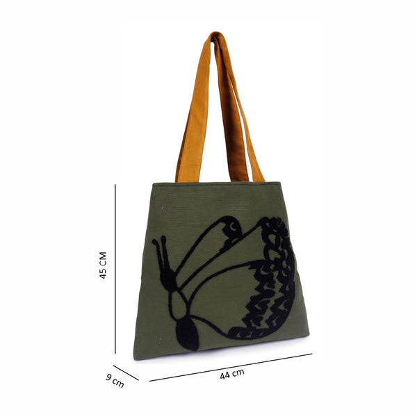 ASTRID Green Cotton Canvas  shoulder bag