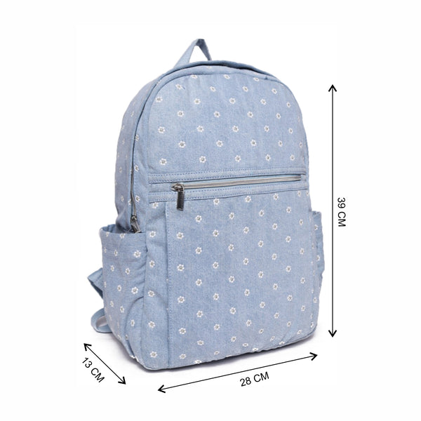 ASTRID Light Blue Color With Flower Embroidery Back Pack