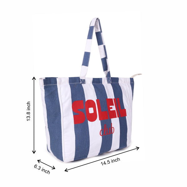 ASTRID Stripe Print Cotton Canvas  shoulder bag