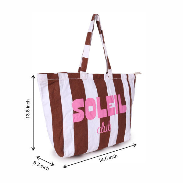 ASTRID Stripe Print Cotton Canvas  shoulder bag