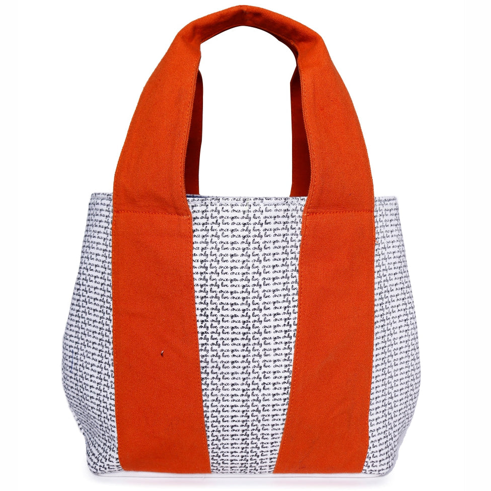 ASTRID Orange/White  Cotton Canvas  shoulder bag