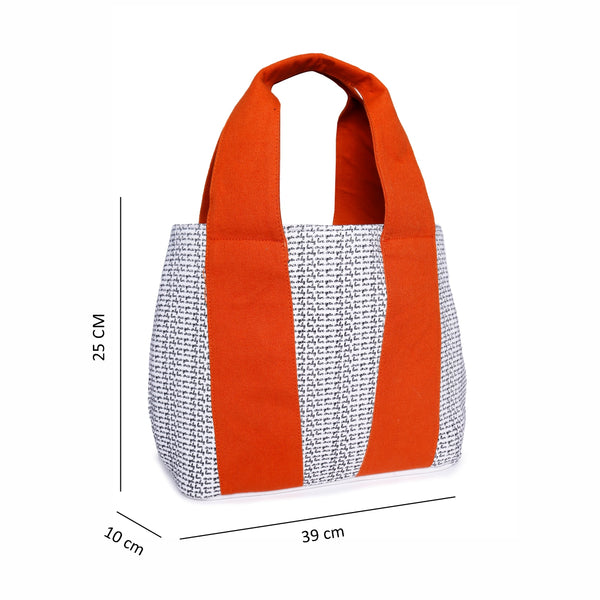 ASTRID Orange/White  Cotton Canvas  shoulder bag