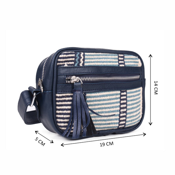 ASTRID Multi Colour  Dhurry  Fabric Cross body Sling/Travel Pouch With PU Adjustable Handle