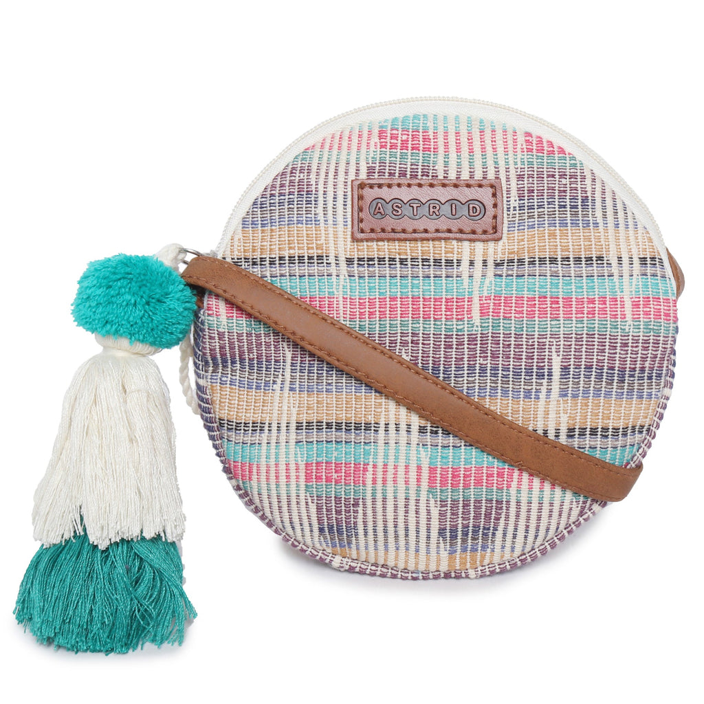 ASTRID Muti Color Cotton Womens Sling Bag Medium Size