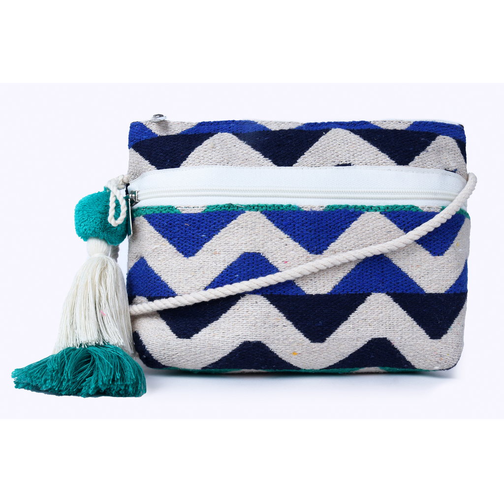 ASTRID Multi  Colour  Dhurry  Fabric Cross body Sling/Travel Pouch With rope Handle