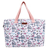 Oversize Tote Bag Natural Color Floral Print On Polyester Fabric