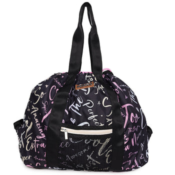 Oversize Tote Cum Backpack Stripe Print On Polyester Fabric,