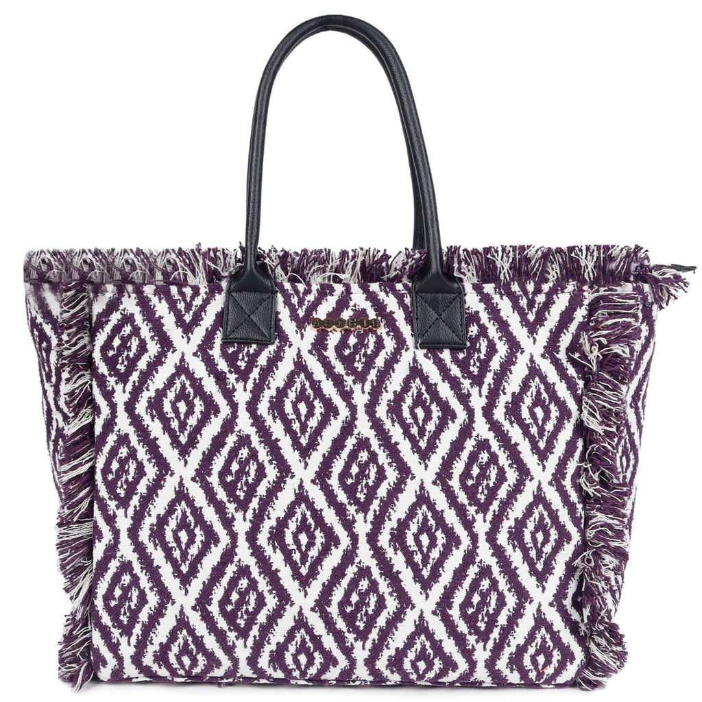 ASTRID Mauve/Natural Color Shopper Bags With Webbing  Handle