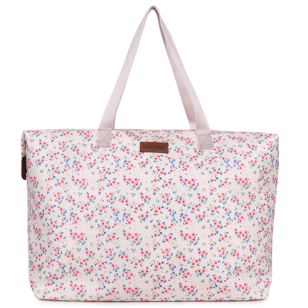 Oversize Tote Bag  Floral Print On Polyester Fabric