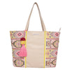 Multicolor Design Tote With Pu Shoulder Strap.