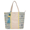 Multicolor Design Tote With Pu Shoulder Strap.