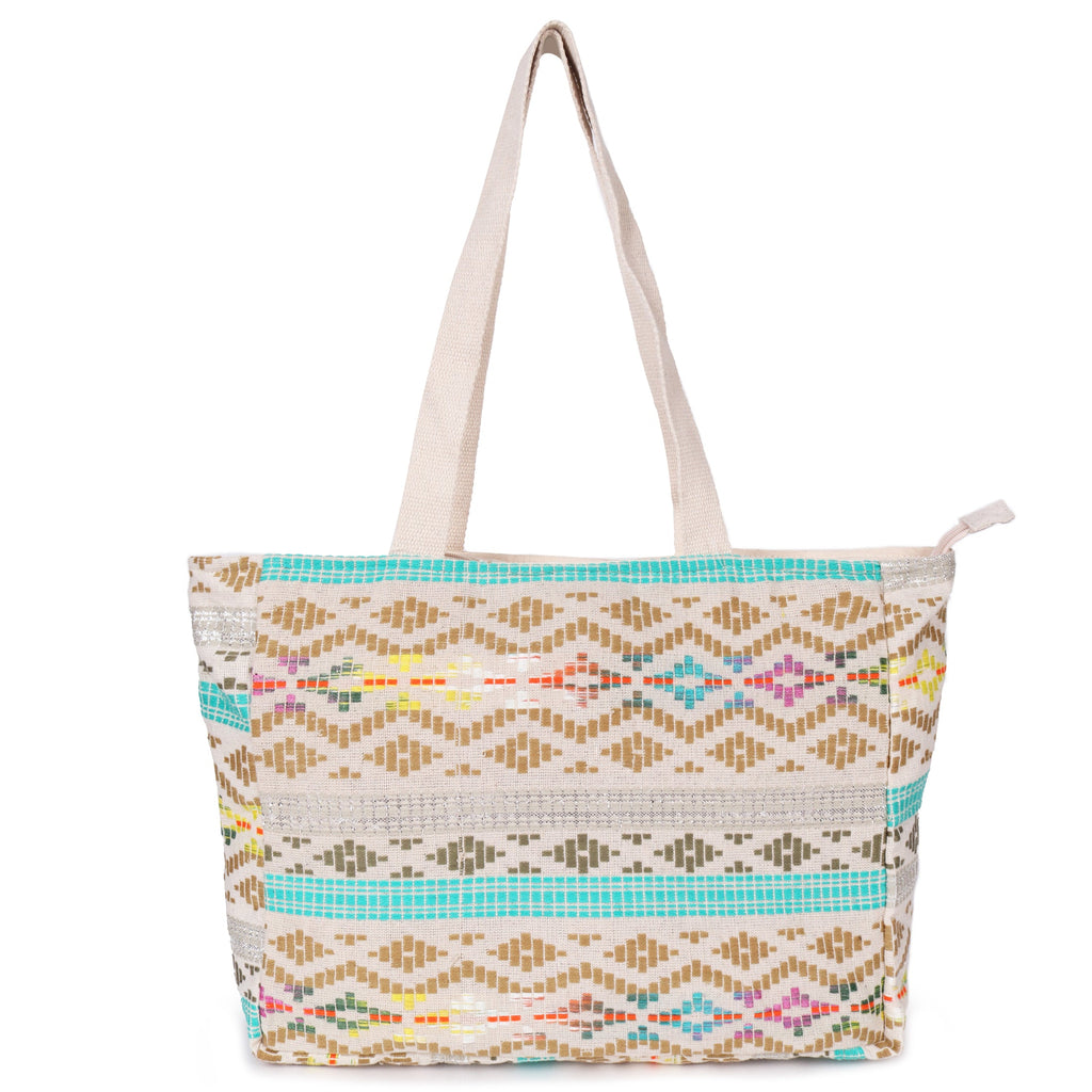 ASTRID Green/Natural Color Tote Bags With webbing Handle