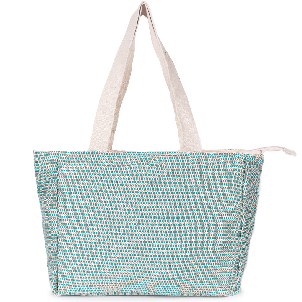 ASTRID Green/Natural Color Tote Bags With webbing Handle