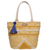 Mustard/Natural Color Handloom Bags With Pu Handle And Beautiful Handing Tassel