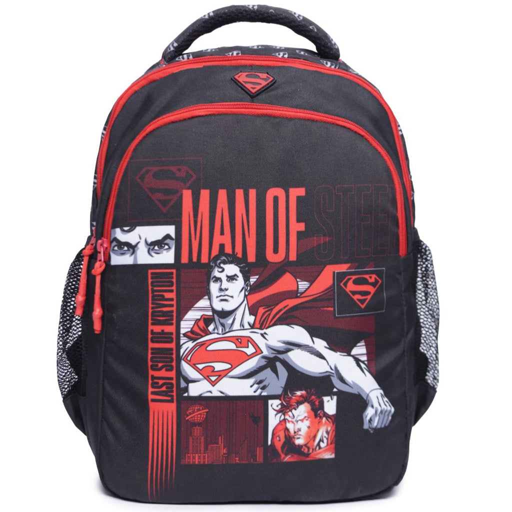 ASTRID Red/Black Color Superman Print  BackPack