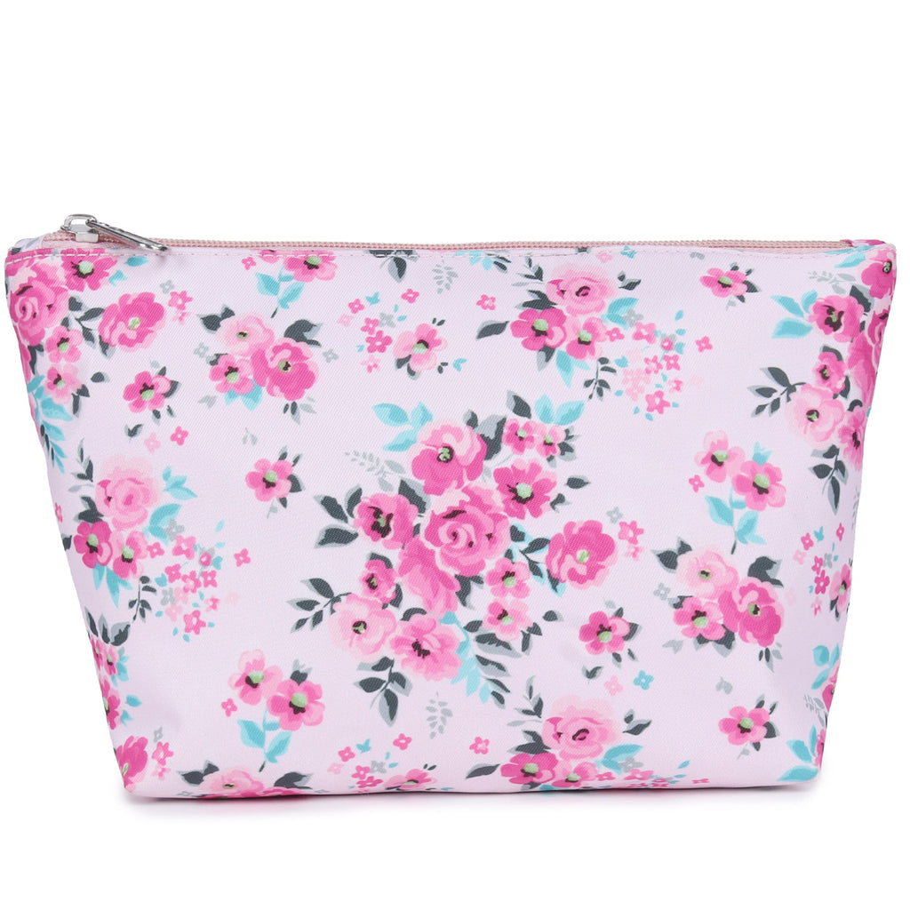 "ASTRID Pink Floral Print Polyester  Make up Kit/Small Pouch"