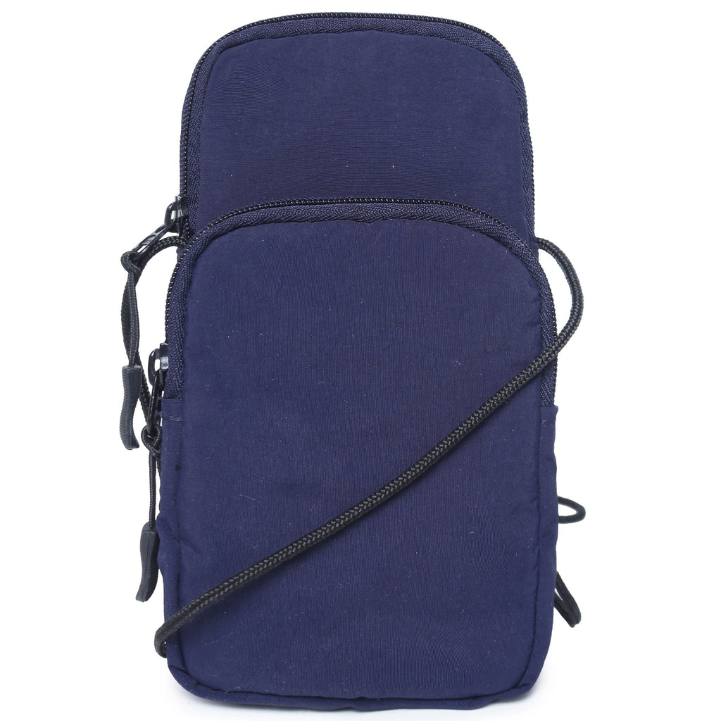 ASTRID Navy Colour  Polyester  Fabric Mobile Crossbody Sling/Travel Pouch With rope Handle