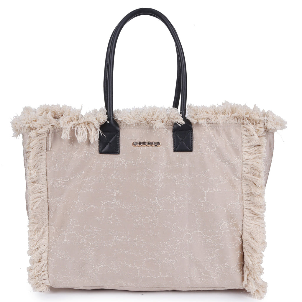 ASTRID Beige Color Shopper Bags With PVC  Handle
