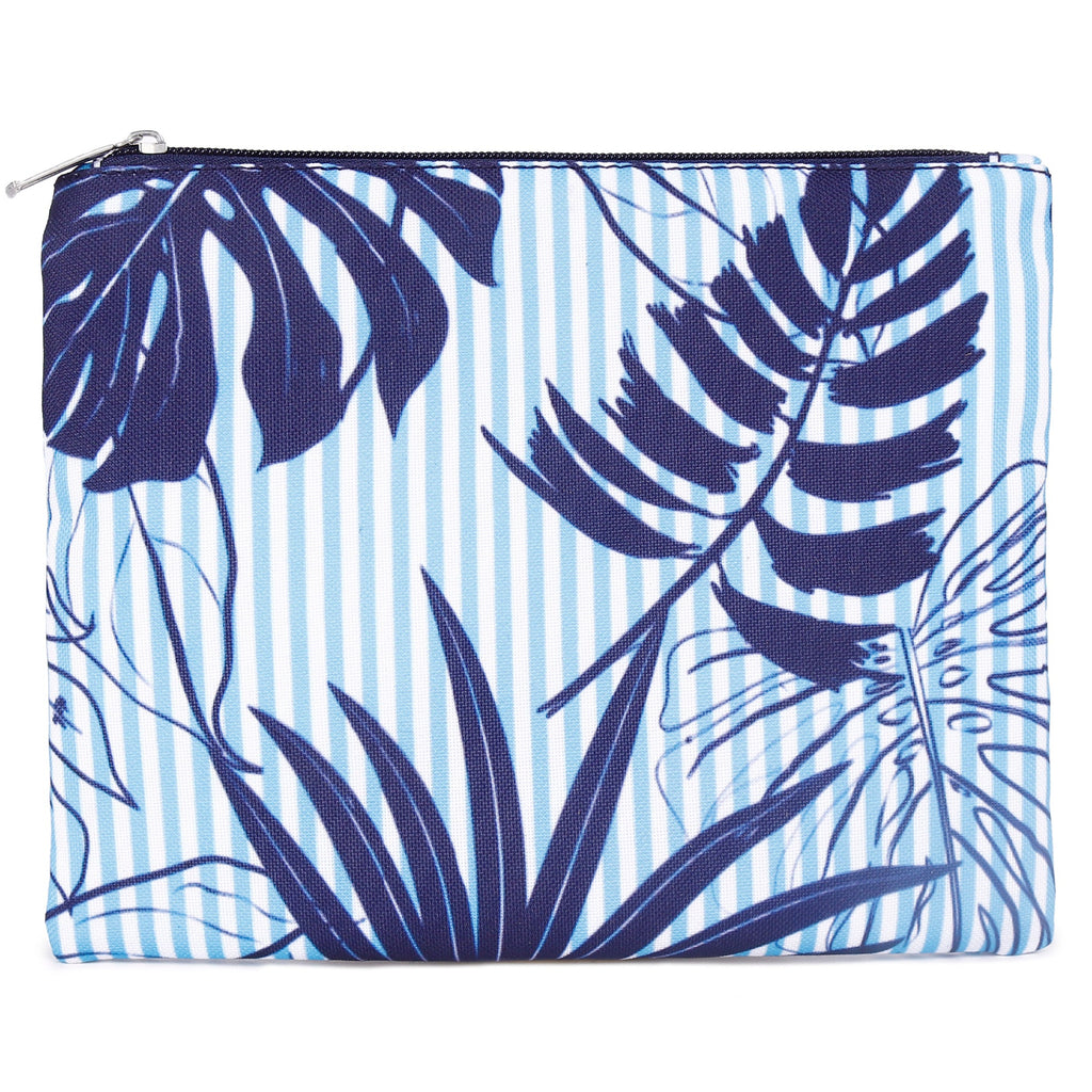 "ASTRID Blue Topical Print Polyester  Make up Kit/Small Pouch