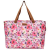 Oversize Tote Bag Natural Color Floral Print On Polyester Fabric,