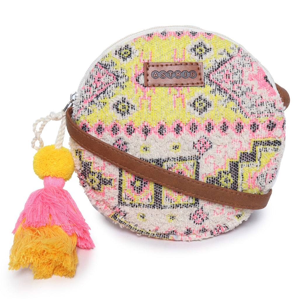 ASTRID Muti Color Cotton Womens Sling Bag Medium Size