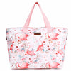 Oversize Tote Bag Natural Color Floral Print On Polyester Fabric