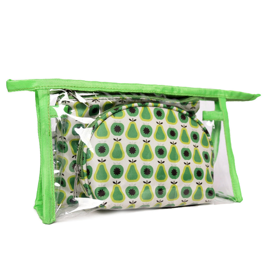 Transparent Pu Or Green Color Printed Polyester Make Up Kit ,