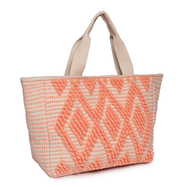 Peach Color Handloom Bags With Cotton Webbing  Handle And Beautiful .