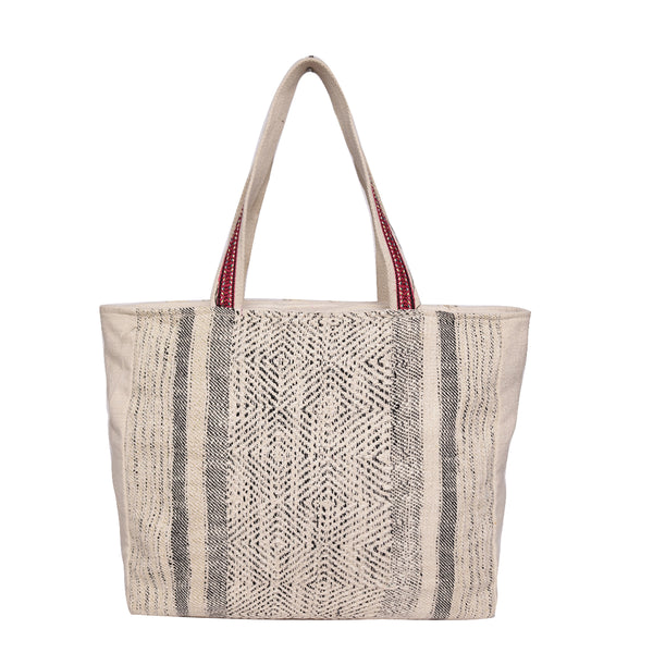 ASTRID Natural Color Shopper Bags With Webbing  Handle