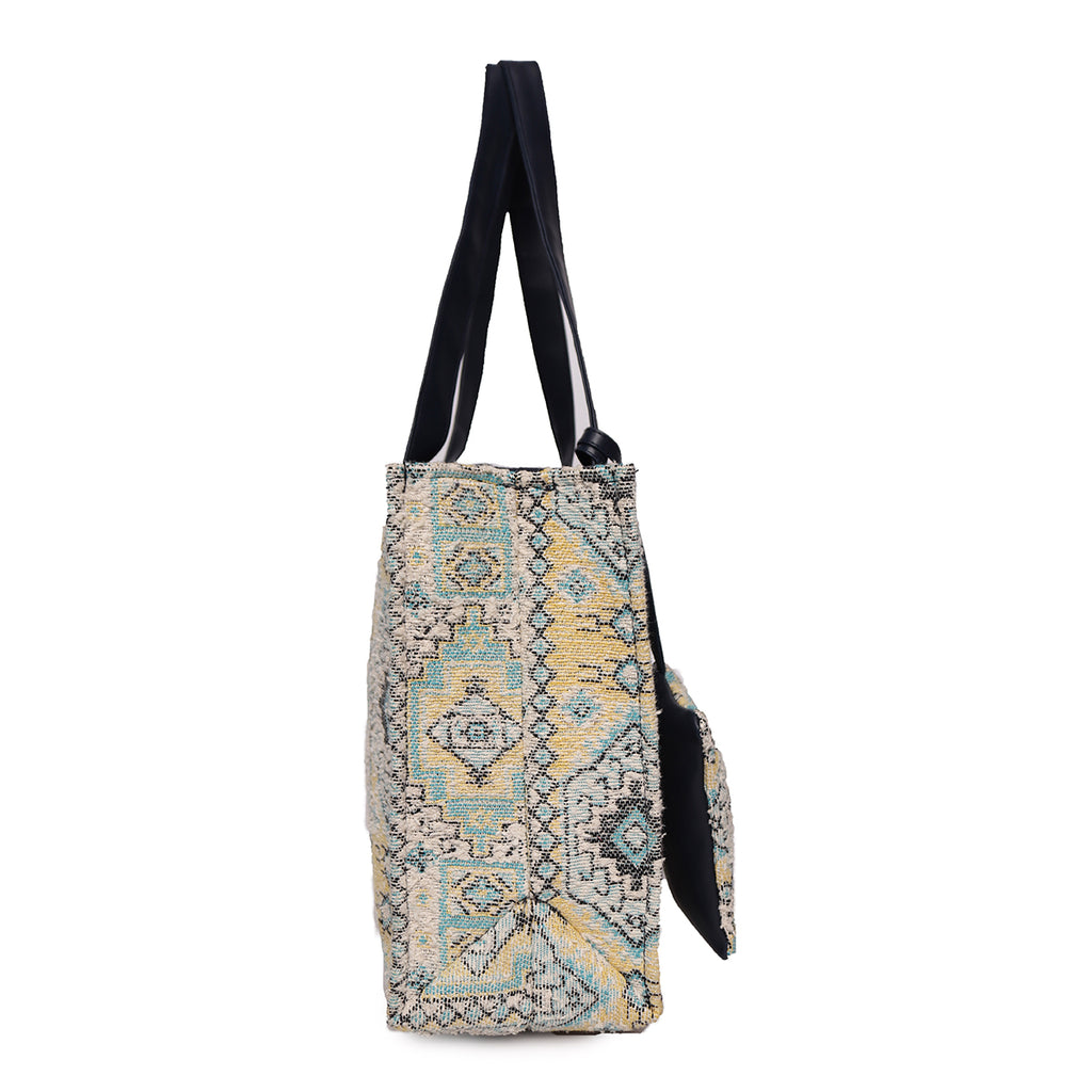 Astrid Women's Tote Bag With Long Tassel – Multicolour Canvas, Eco-Friendly, 100% Biodegradable – Spacious Carryall For Shopping, Travel, Daily Use