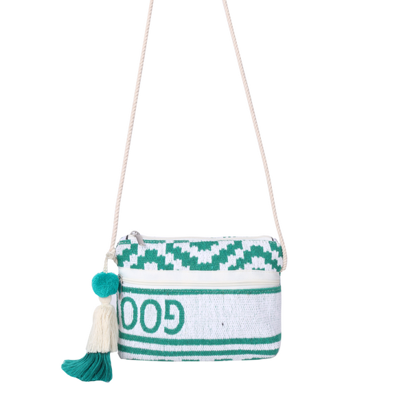 ASTRID Multi Colour Dhurry Fabric Cross body Sling/Travel Pouch With rope Handle