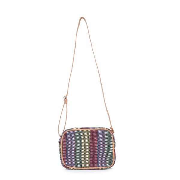 ASTRID Multi Colour  Dhurry  Fabric Cross body Sling/Travel Pouch With PU Adjustable Handle