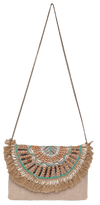 ASTRID Natural Crossbody Sling Bags With Metal Chain Handle