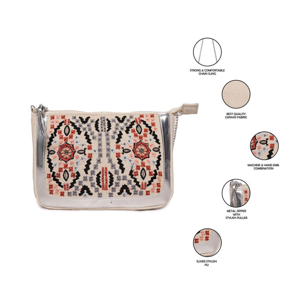 ASTRID Natural Beaded Embroidered Woven Sling Bag/Travel Pouch