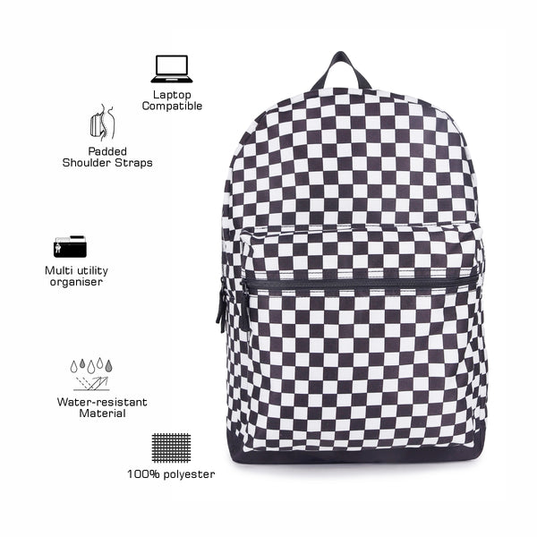 ASTRID Black/White Check Backpack Large Size