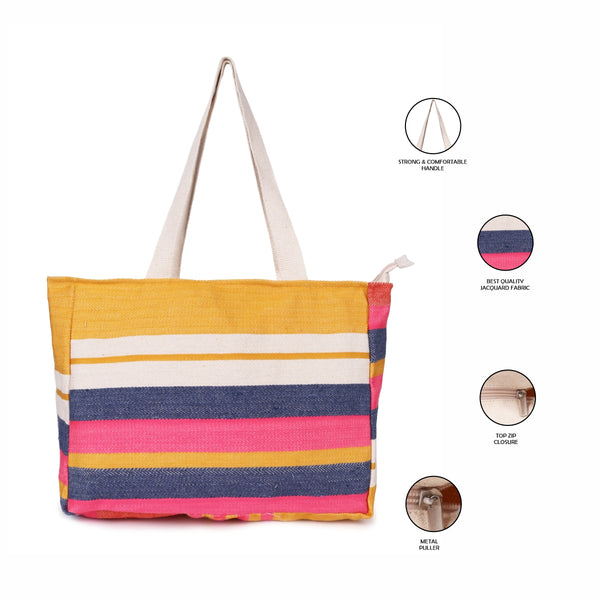 ASTRID Multi Color Tote Bags With webbing Handle