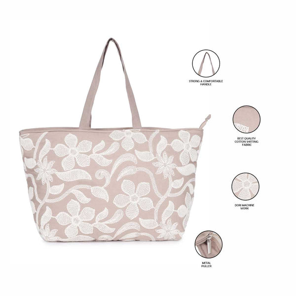 ASTRID Floral Embroidery Cotton  shoulder bag