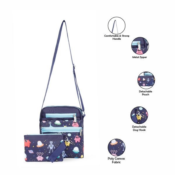 ASTRID Multi Colour Polyester Fabric Crossbody Sling/Travel Pouch With Adjustable Nylon Webbing  Handle