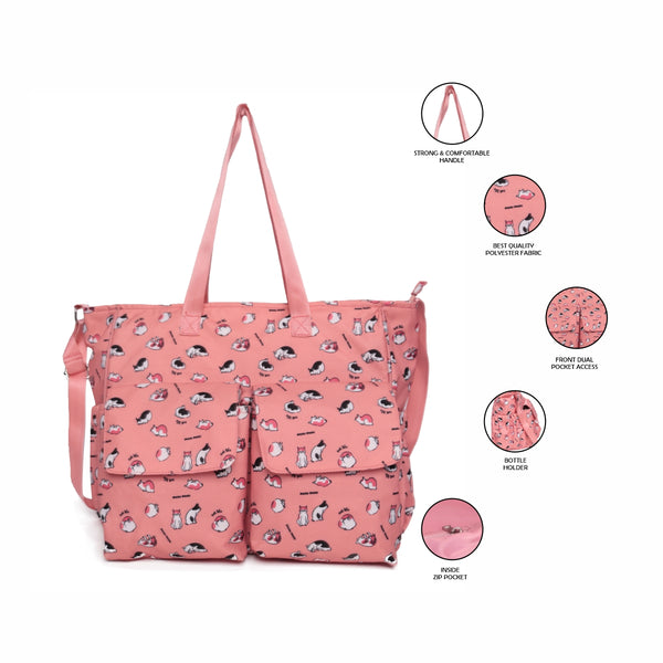 ASTRID Printed Baby Diaper Bag for Mother for Travelling with Mat