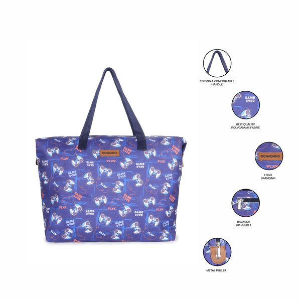 Oversize Tote Bag  Floral Print On Polyester Fabric