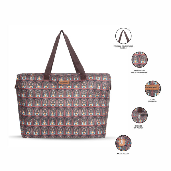 Oversize Tote Bag  Floral Print On Polyester Fabric