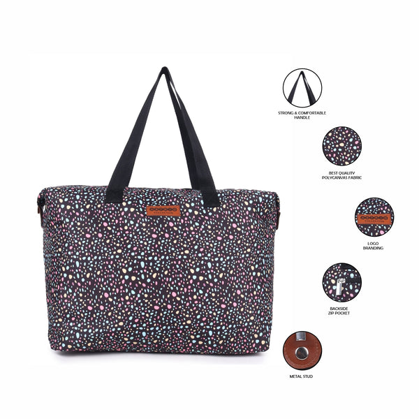 Oversize Tote Bag Muli Colour Floral Print On Polyester Fabric