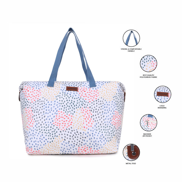 Oversize Tote Bag Muli Colour Floral Print On Polyester Fabric