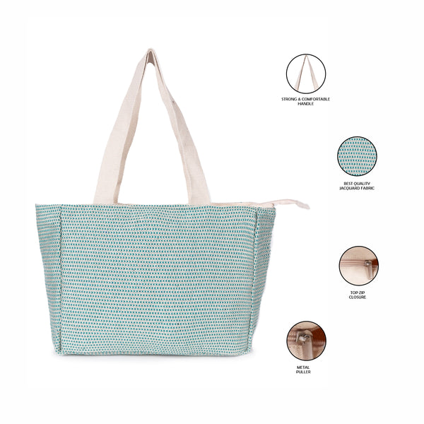ASTRID Green/Natural Color Tote Bags With webbing Handle