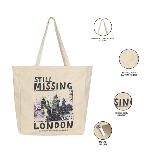 ASTRID Screen  Print Cotton Canvas  shoulder bag